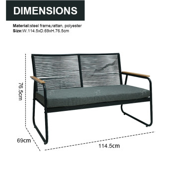 All Day Outdoor 4 Seat Garden Sectional Sofa Sofa Furniture Rattan Outdoor Terrace Session SeChair Set with Table