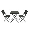 Steel Tube Rattan Chair Black Bistro 3 Piece Set Foldable Outdoor Rattan Chair Folding Rattan Chair and Table