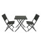 Steel Tube Rattan Chair Black Bistro 3 Piece Set Foldable Outdoor Rattan Chair Folding Rattan Chair and Table