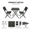 Steel Tube Rattan Chair Black Bistro 3 Piece Set Foldable Outdoor Rattan Chair Folding Rattan Chair and Table