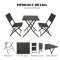 Steel Tube Rattan Chair Black Bistro 3 Piece Set Foldable Outdoor Rattan Chair Folding Rattan Chair and Table