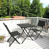 Steel Tube Rattan Chair Black Bistro 3 Piece Set Foldable Outdoor Rattan Chair Folding Rattan Chair and Table