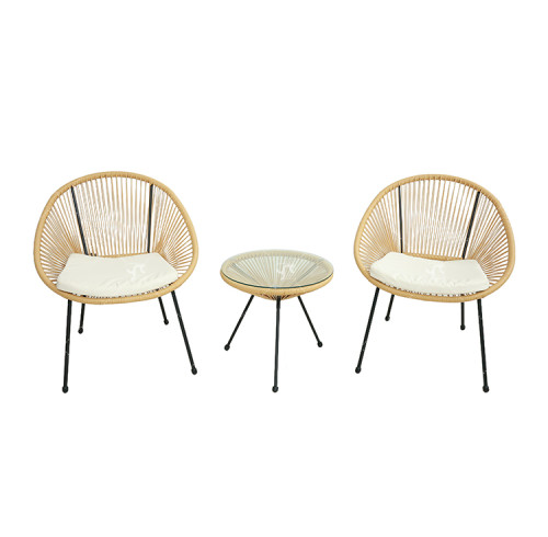 Steel Tube Rattan Casual 3 Piece Set Outdoor Furniture Bistro Set Outdoor Garden Colorful Balcony Table and Chair Set