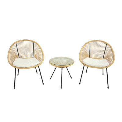 Steel Tube Rattan Casual 3 Piece Set Outdoor Furniture Bistro Set Outdoor Garden Colorful Balcony Table and Chair Set