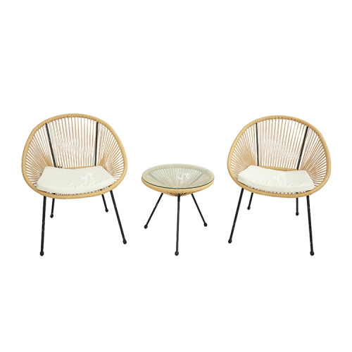 Steel Tube Rattan Casual 3 Piece Set Outdoor Furniture Bistro Set Outdoor Garden Colorful Balcony Table and Chair Set