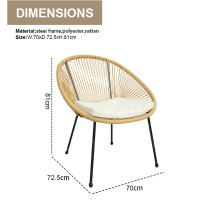 Steel Tube Rattan Casual 3 Piece Set Outdoor Furniture Bistro Set Outdoor Garden Colorful Balcony Table and Chair Set