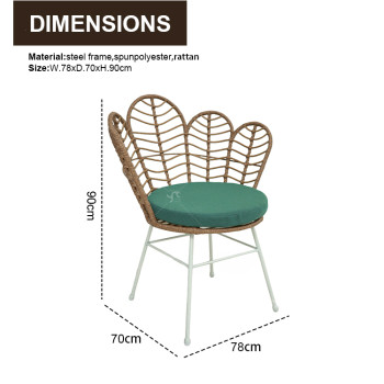 Steel Pipe Rattan Casual Three-piece Outdoor Coffee Table and Chair Set