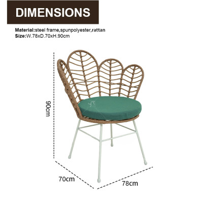 Steel Pipe Rattan Casual Three-piece Outdoor Coffee Table and Chair Set