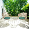 Steel Pipe Rattan Casual Three-piece Outdoor Coffee Table and Chair Set