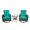 Steel Pipe Rattan Weaving Casual Three-piece Set with Swivel Sofa Chair Outdoor Garden Leisure Rattan Furniture Set