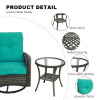 Steel Pipe Rattan Weaving Casual Three-piece Set with Swivel Sofa Chair Outdoor Garden Leisure Rattan Furniture Set