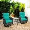 Steel Pipe Rattan Weaving Casual Three-piece Set with Swivel Sofa Chair Outdoor Garden Leisure Rattan Furniture Set