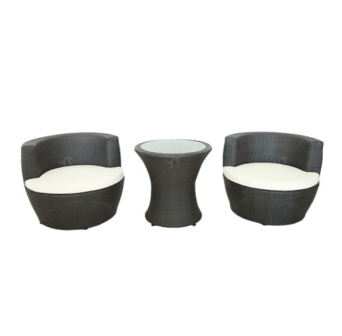 Outdoor Steel Pipe Rattan Weaving Casual Three-piece Set With Seat Cushions Chair Outdoor Garden Leisure Rattan Furniture Set