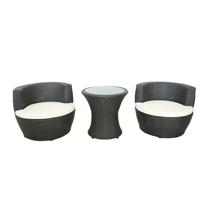 Outdoor Steel Pipe Rattan Weaving Casual Three-piece Set With Seat Cushions Chair Outdoor Garden Leisure Rattan Furniture Set
