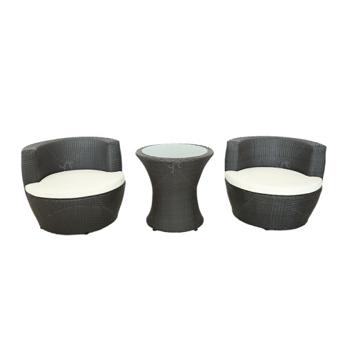 Outdoor Steel Pipe Rattan Weaving Casual Three-piece Set With Seat Cushions Chair Outdoor Garden Leisure Rattan Furniture Set