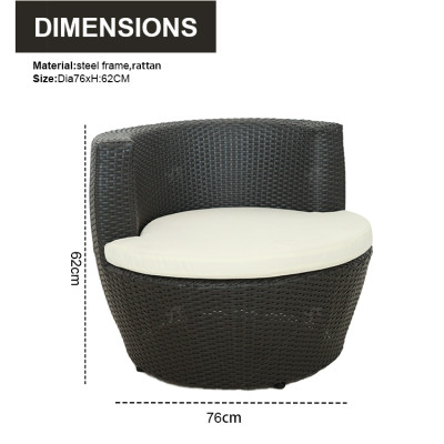 Outdoor Steel Pipe Rattan Weaving Casual Three-piece Set With Seat Cushions Chair Outdoor Garden Leisure Rattan Furniture Set