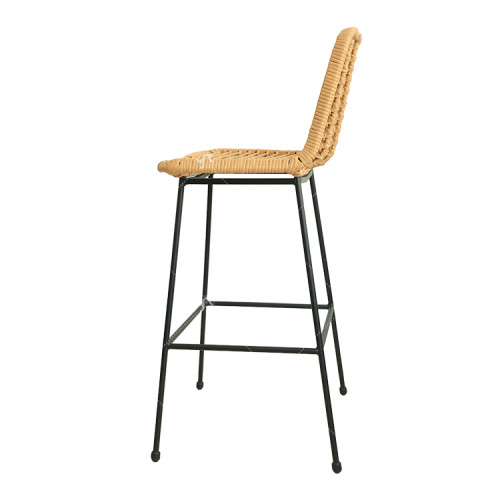 Iron Tube Modern Design Outdoor Garden Rattan Balcony Chair High Bar Chair with Rattan Single  Rattan bar Chair