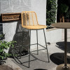 Iron Tube Modern Design Outdoor Garden Rattan Balcony Chair High Bar Chair with Rattan Single  Rattan bar Chair