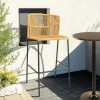 Iron Tube Modern Design Outdoor Garden Rattan Balcony Chair High Bar Chair with Rattan Single  Rattan bar Chair