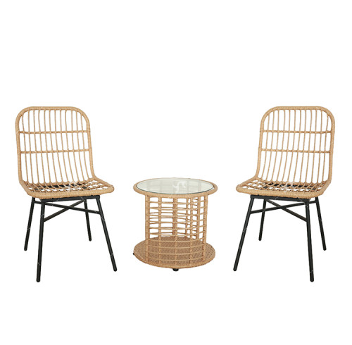 Comfortable Bistro Wicker Chair Set Outdoor Patio  Rattan Chair and Table 3 Piece  BalconyOutdoor Garden Table and Chair Set