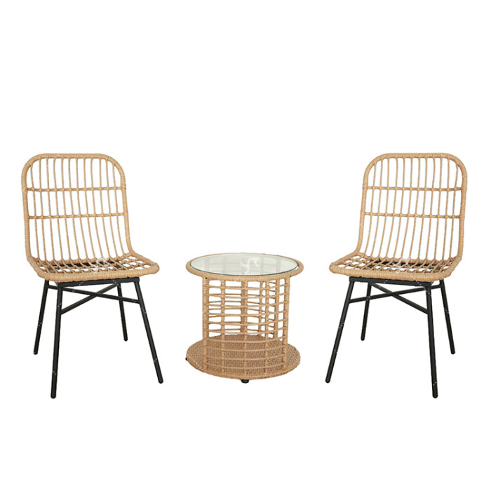 Comfortable Bistro Wicker Chair Set Outdoor Patio  Rattan Chair and Table 3 Piece  BalconyOutdoor Garden Table and Chair Set
