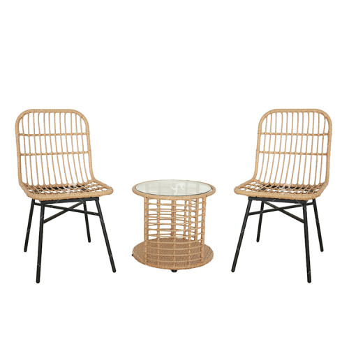 Comfortable Bistro Wicker Chair Set Outdoor Patio  Rattan Chair and Table 3 Piece  BalconyOutdoor Garden Table and Chair Set