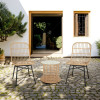 Comfortable Bistro Wicker Chair Set Outdoor Patio  Rattan Chair and Table 3 Piece  BalconyOutdoor Garden Table and Chair Set