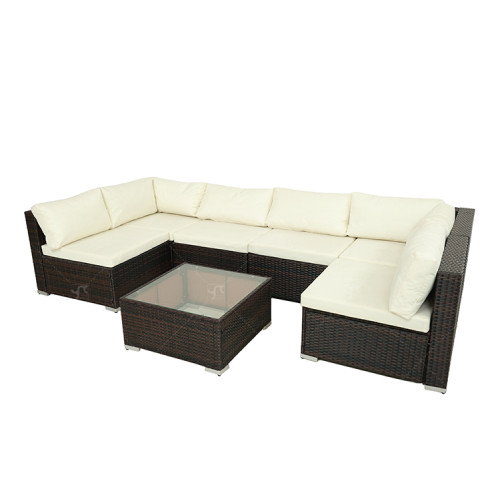 All Day Outdoor 6 Seat Garden Sectional Sofa Sofa Furniture Rattan Outdoor Terrace Session Set