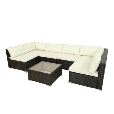 All Day Outdoor 6 Seat Garden Sectional Sofa Sofa Furniture Rattan Outdoor Terrace Session Set