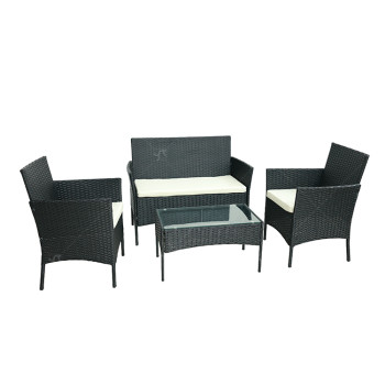 Steel Rattan 4 Pieces  Outdoor Furniture Sales Set Courtyard Garden Rattan Sofa Outdoor Rattan Furniture