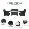 Steel Rattan 4 Pieces  Outdoor Furniture Sales Set Courtyard Garden Rattan Sofa Outdoor Rattan Furniture