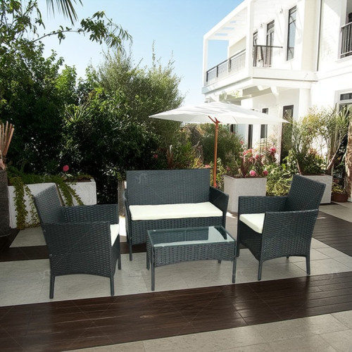 Steel Rattan 4 Pieces  Outdoor Furniture Sales Set Courtyard Garden Rattan Sofa Outdoor Rattan Furniture