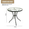 Outdoor 3 Pieces Steel Frame Outdoor Steel Bistro Set Rattan Chair Conversation Sets Garden Furniture with Tempered Glass