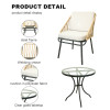 Outdoor 3 Pieces Steel Frame Outdoor Steel Bistro Set Rattan Chair Conversation Sets Garden Furniture with Tempered Glass