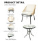 Outdoor 3 Pieces Steel Frame Outdoor Steel Bistro Set Rattan Chair Conversation Sets Garden Furniture with Tempered Glass