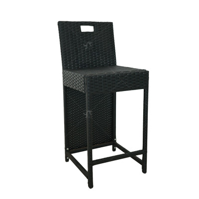 Classic Retro Steel  Woven Rattan Armrest High Bar Chair Outdoor Bistro Restaurant Hotel Furniture Garden Sets Outdoor bar