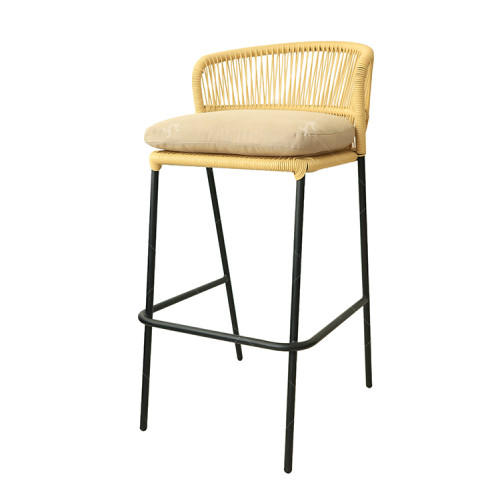 Outdoor Steel Modern Design Outdoor Garden Rattan Balcony Chair High Bar Chair with Rattan Furniture Single Rattan bar Chair