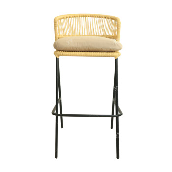 Outdoor Steel Modern Design Outdoor Garden Rattan Balcony Chair High Bar Chair with Rattan Furniture Single Rattan bar Chair