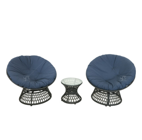 Modern Steel Papasan Swivel Chair Sets of 3Cushioned Seat for Indoor Outdoor Use for Living Room Courtyard & Hotel Furniture
