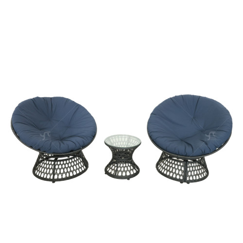 Modern Steel Papasan Swivel Chair Sets of 3Cushioned Seat for Indoor Outdoor Use for Living Room Courtyard & Hotel Furniture