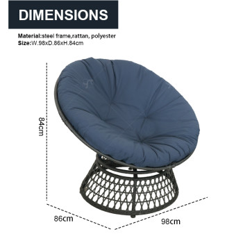 Modern Steel Papasan Swivel Chair Sets of 3Cushioned Seat for Indoor Outdoor Use for Living Room Courtyard & Hotel Furniture