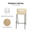 Outdoor Modern Garden Rattan Bistro Counter Height bar Chairs Furniture Outdoor Patio Steel Frame Rope Bar Stools with Back
