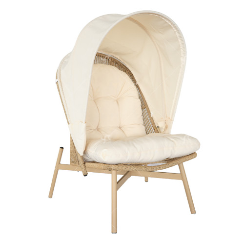 Modern  Outdoor Steel Single Lounge Chair Back Chair Rattan Woven Living Room Balcony Furniture Lounge Chair