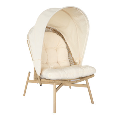 Modern  Outdoor Steel Single Lounge Chair Back Chair Rattan Woven Living Room Balcony Furniture Lounge Chair