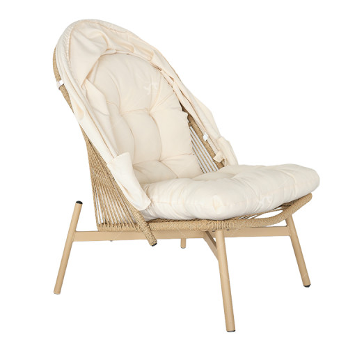 Modern  Outdoor Steel Single Lounge Chair Back Chair Rattan Woven Living Room Balcony Furniture Lounge Chair