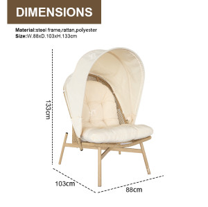 Modern  Outdoor Steel Single Lounge Chair Back Chair Rattan Woven Living Room Balcony Furniture Lounge Chair