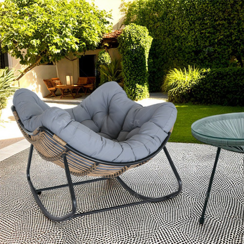 Modern Outdoor Garden Rattan Rocking Chair Popular Leisure Recliner Relaxing Lazy Chair  Popularr Garden Chair