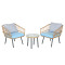 Steel Tube Rattan Casual 3 Piece Set Outdoor Furniture Bistro Set Outdoor Garden Colorful Balcony Table and Chair Set