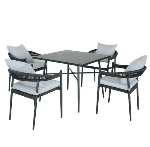 Outdoor Modern Hot Selling Good Quality Polyrattan Garden Furniture Dining Aluminum  Rattan Dining Rattan Dining Set of 5