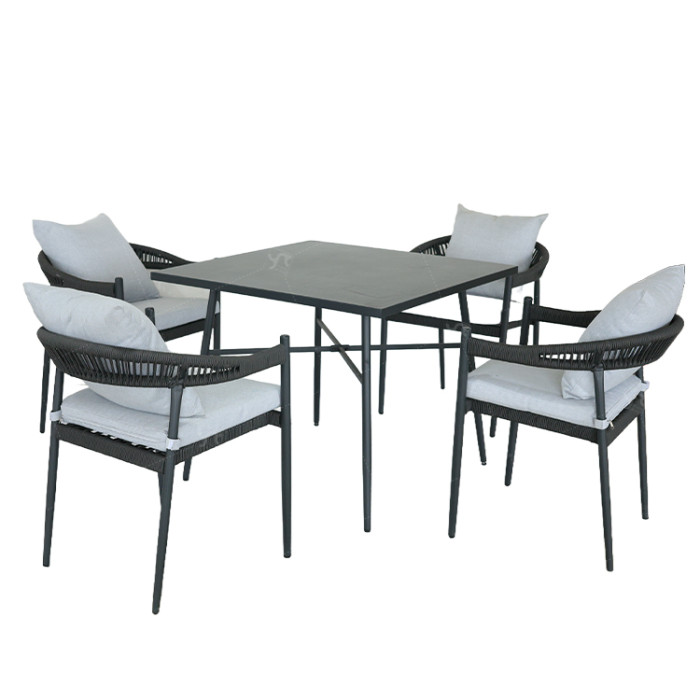 Outdoor Modern Hot Selling Good Quality Polyrattan Garden Furniture Dining Aluminum  Rattan Dining Rattan Dining Set of 5